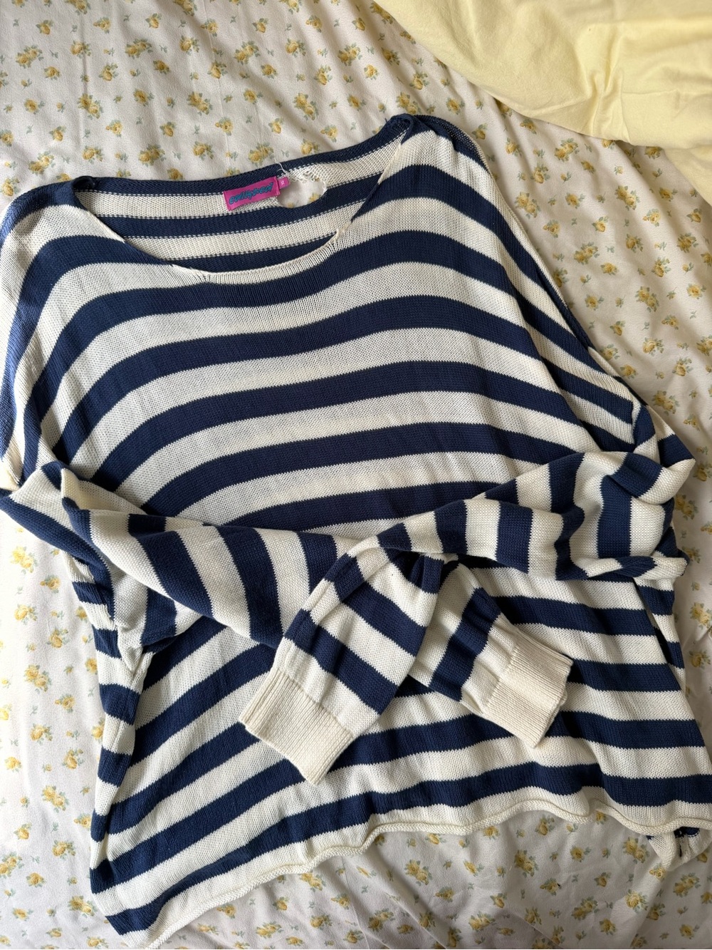 Edikted Striped Navy and White Lightweight Knit Sweater